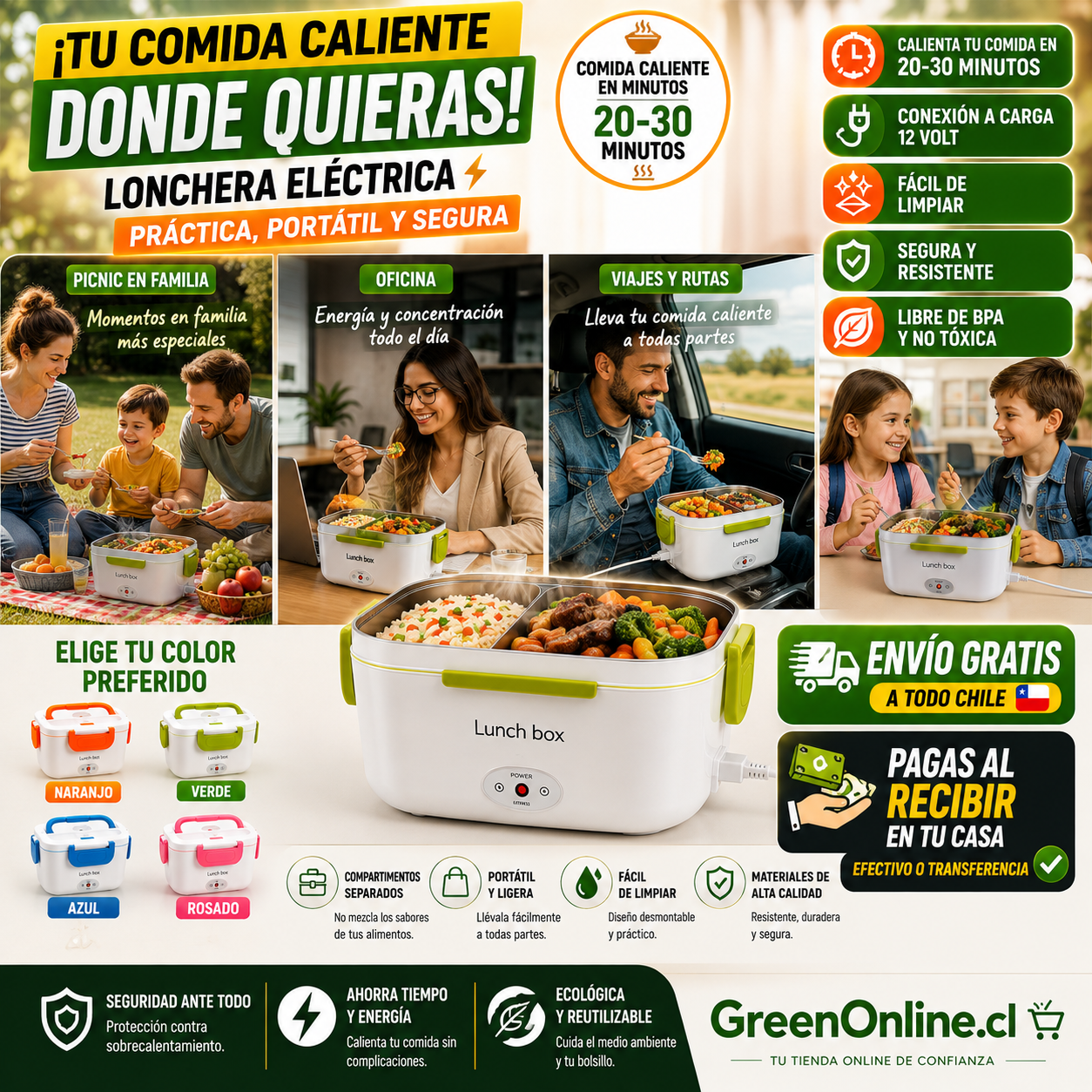 Lonchera Electrica Termica Portatil 12v